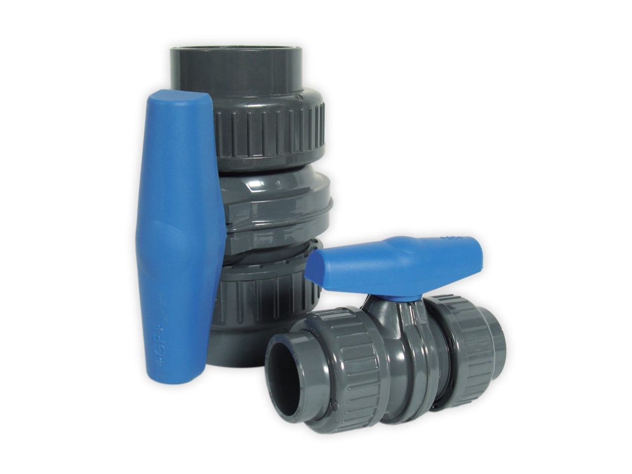 Pvc gf true union ball valves grey diameter Ø