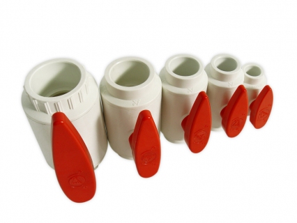 PVC True Union Ball Valves white/red 40mm compact