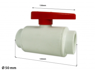 PVC Kugelhahn weiß/rot 50mm kompakt