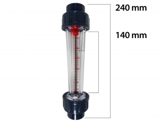 PVC Flowmeter / Durchflussmengenmesser Ø 32mm  grau  2500 l/h